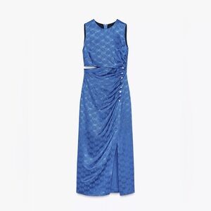 Zara Blue Sleeveless Dress with Cutout Details